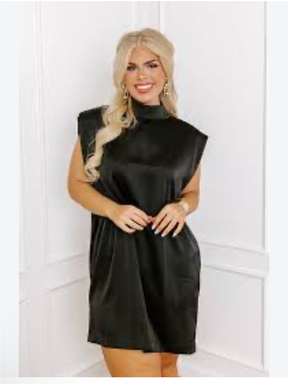 Impressions Black Satin Mini Dress